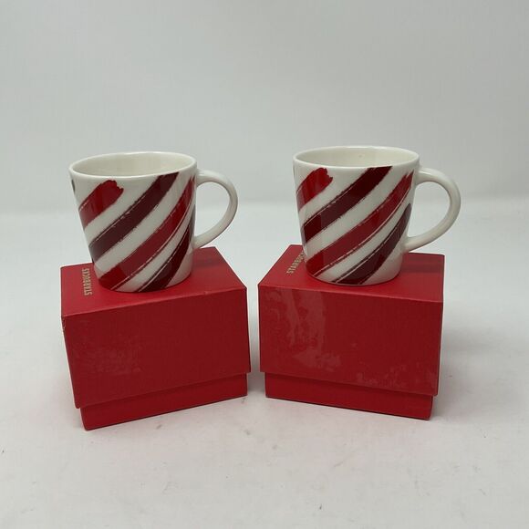 Starbucks Other - Starbucks Holiday Espresso Mini Cups Red Candy Cane Stripe 3 Oz 2014 Set Of 2
